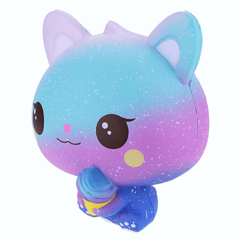 Vlampo Squishy Jumbo Kitten Holding Ice Cream 15CM Licensed Slow Rising with Packaging Collection Gift Toy - MRSLM