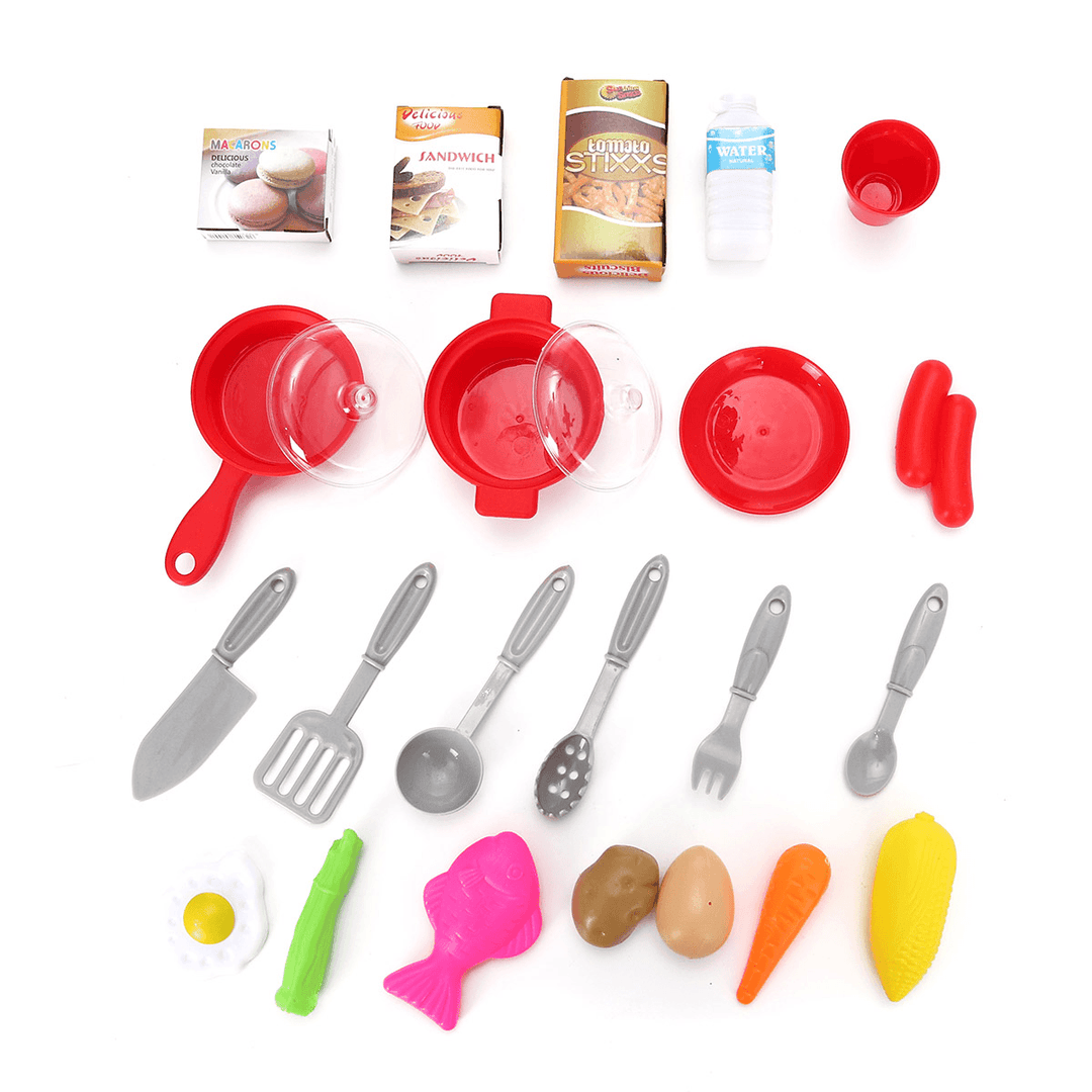 58 Pcs Kids Kitchen Toy Set Mini Simulation Cookware Chef Cooking Game Pretend Play Toys Children Gift - MRSLM