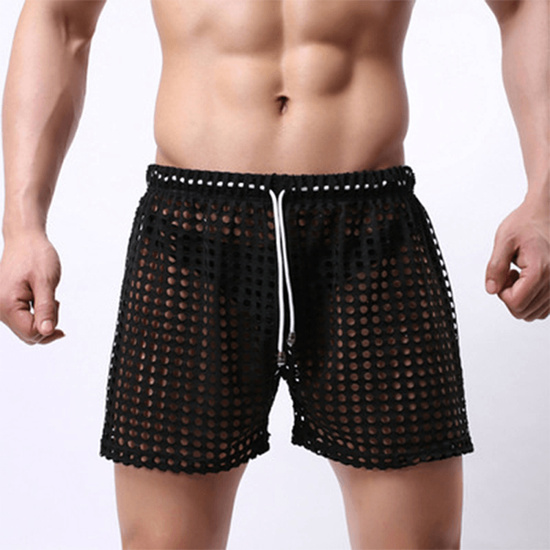 Hollow Out Fishnet Pants See through Mesh Breathable Shorts - MRSLM