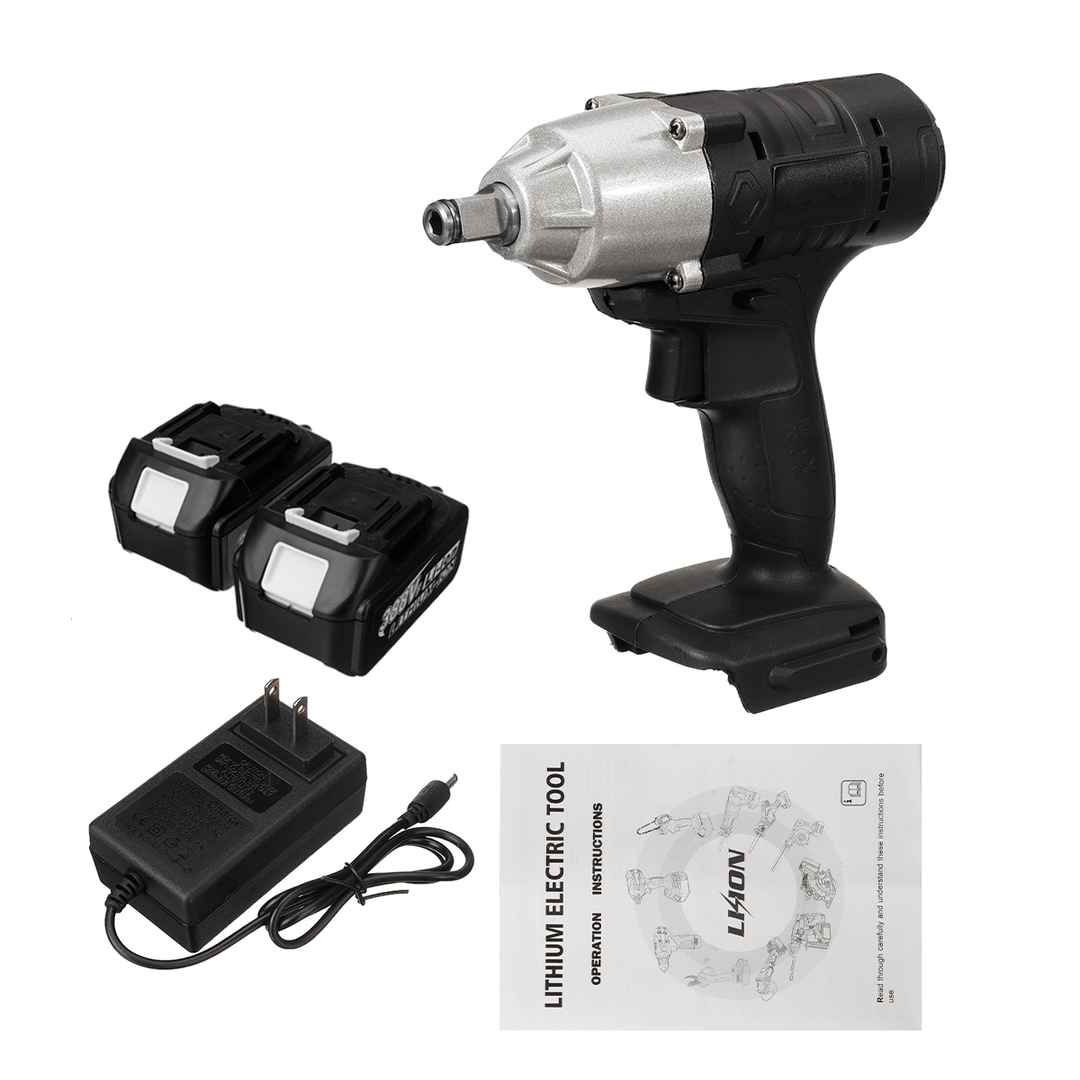 588N.M 1/2'' LED Cordless Electric Impact Wrench Drivers Tool W/ None/1/2 Battery Also for Makita 18V Battery - MRSLM