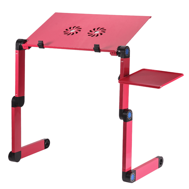 Adjustable Laptop Table Stand Portable Folding Notebook Desk Stand 2 Fans with Mouse for Bed Sofa Home - MRSLM
