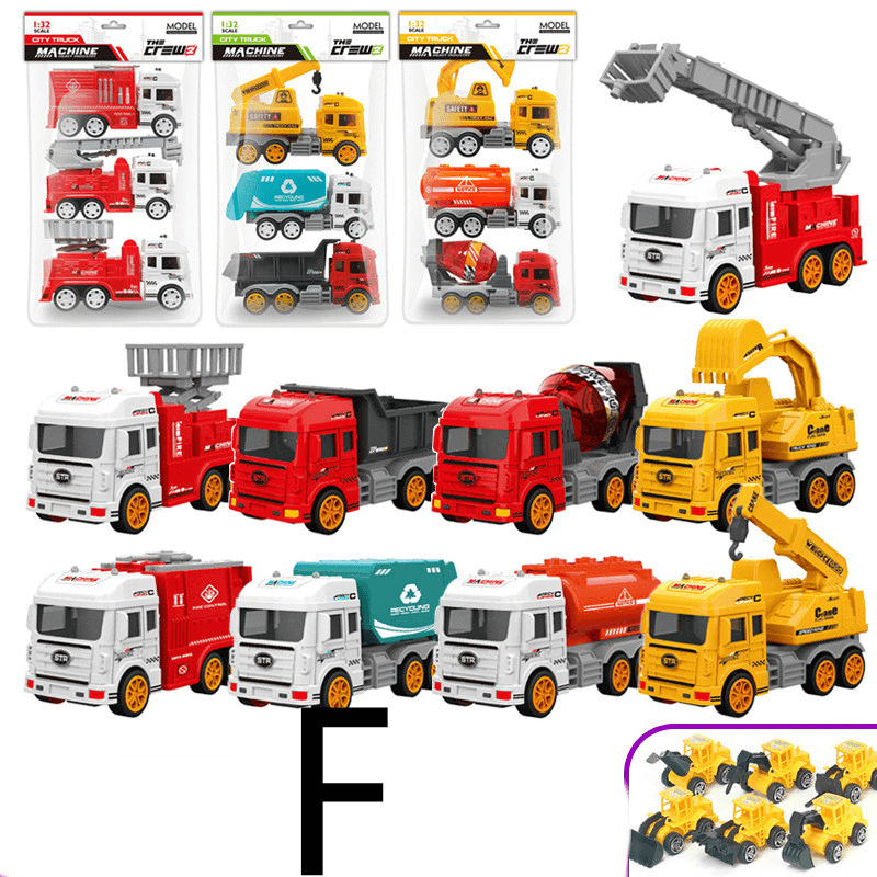 Children'S Car Toy Inertial Crane Excavator Truck Fire Truck Set - MRSLM