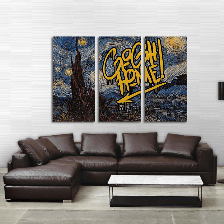 Miico Hand Painted Three Combination Decorative Paintings Starry Sky Wall Art for Home Decoration - MRSLM