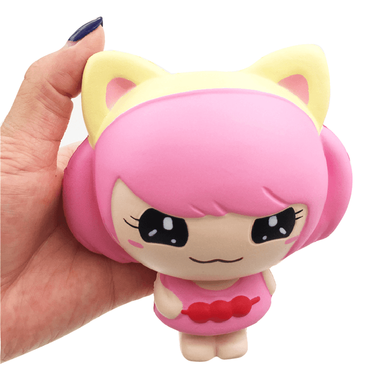 Squishyfun Pink Little Girl Squishy Hanging Decoration 12CM Cute Doll Gift Collection Packaging - MRSLM