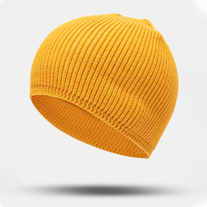 Unisex Solid Color Elastic Knitted Caps Autumn Winter Warm Breathable Skull Cap Brimless Beanie Landlord Cap - MRSLM