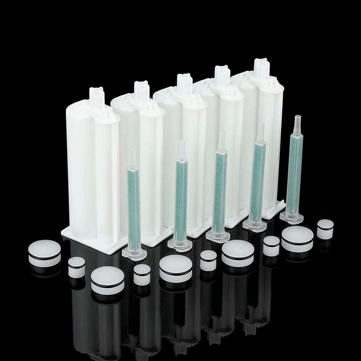 5Pcs/Set 50Ml 4:1 AB Glue Tube Dual Glue Cartridge Two Component Dispenser Tube with Mixing Tube Mixing Syringe for Industrial Glue Applicator - MRSLM