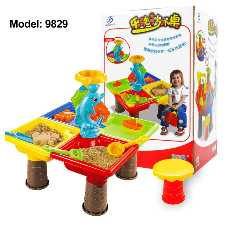 Children Sand Water Table Set Outdoor Beach Play Toys Sand Kids Bucket Shovel Chair Sand Pit Table - MRSLM