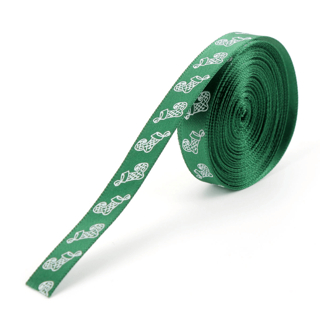 5 Yard 10Mm Printed Merry Christmas Tree Grosgrain Ribbon DIY Craft - MRSLM