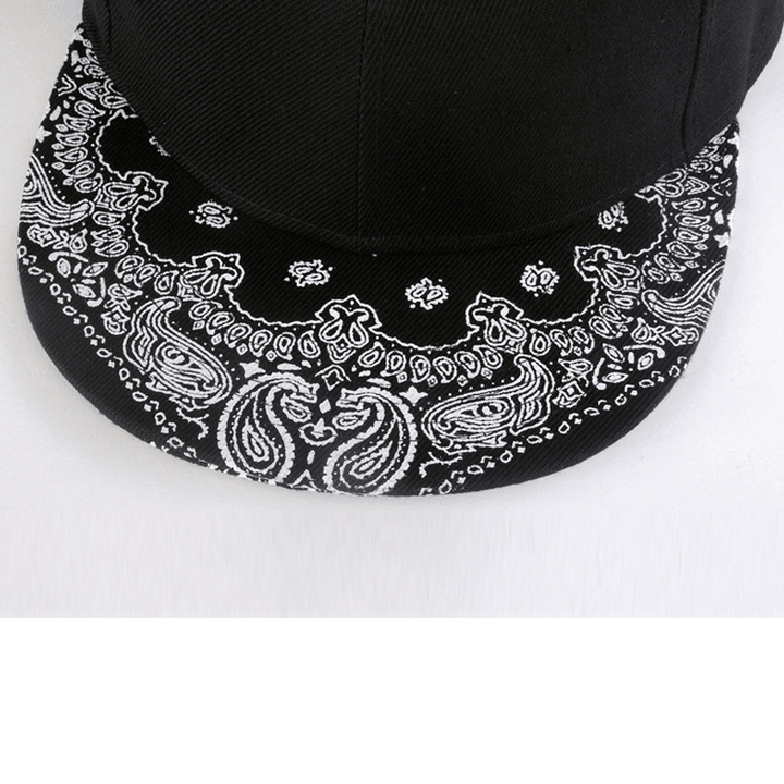 Cashew Flower Korean Hip-Hop Hat Flat Brim Hat Fashion Print Baseball Cap for Men - MRSLM