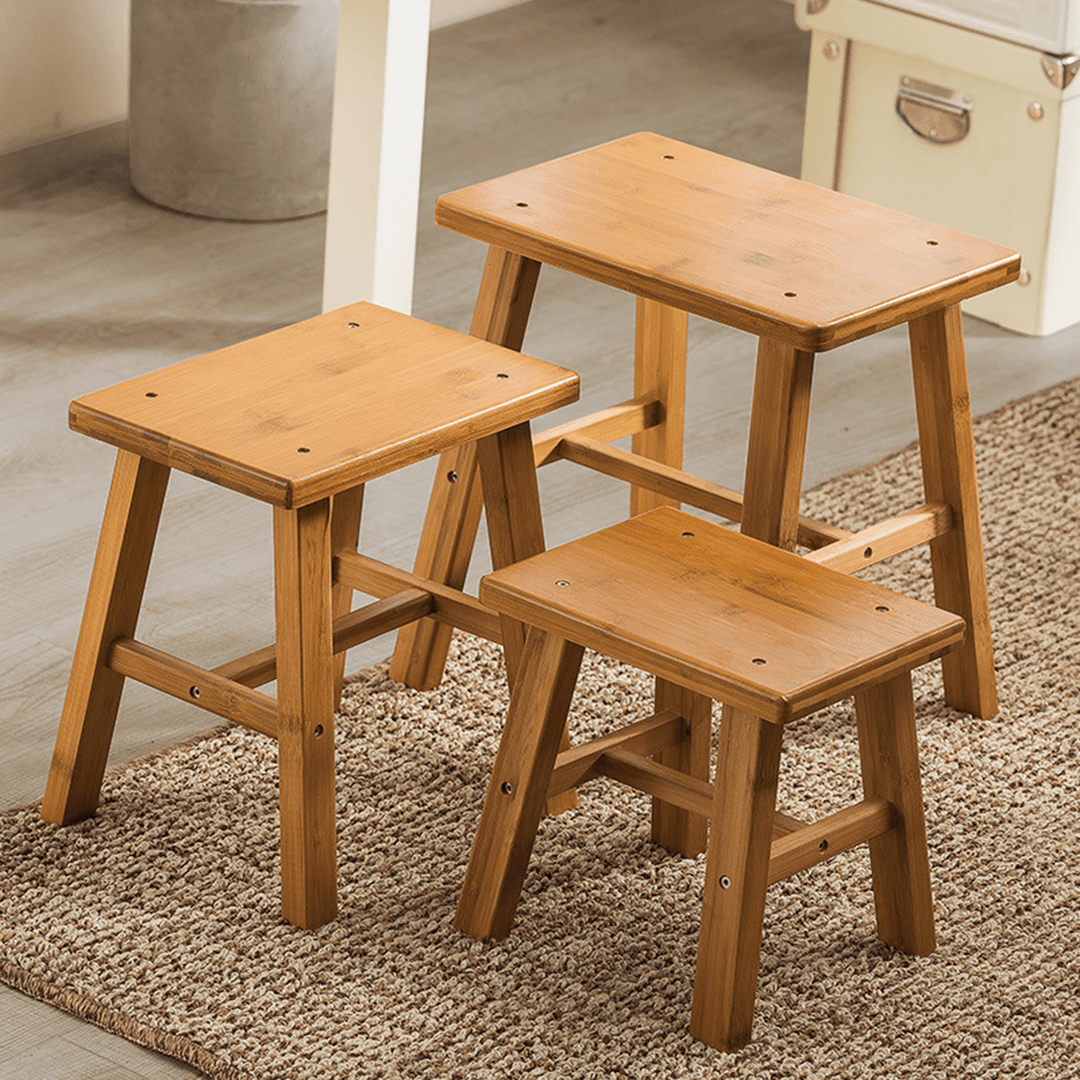 Solid Wood Square Stool Small Children Chair Square Bamboo Stool for Home Living Room Bedroom - MRSLM