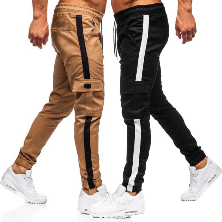 Men'S Solid Color Flip Pocket Casual Tethered Straight Sports Pants - MRSLM