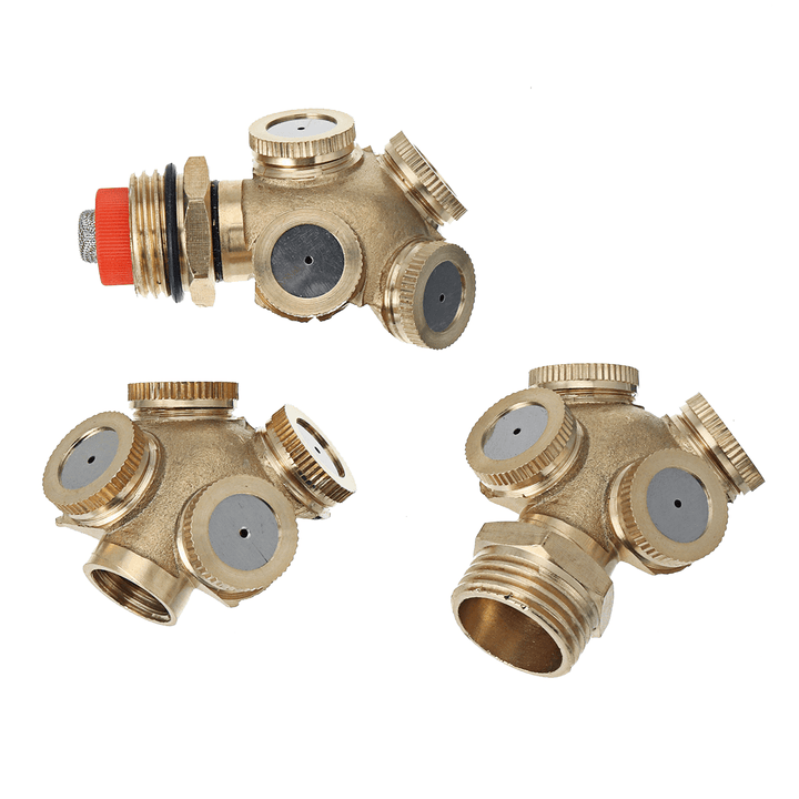 4 Hole Brass Spray Misting Nozzle Garden Sprinkler Irrigation Fitting Adjustable - MRSLM