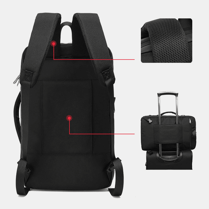 Men Oxford USB Charging Port Multiple Compartments Backpack Casual Waterproof 15.6 Inch Laptop Bag Crossbody Shoulder Bags - MRSLM