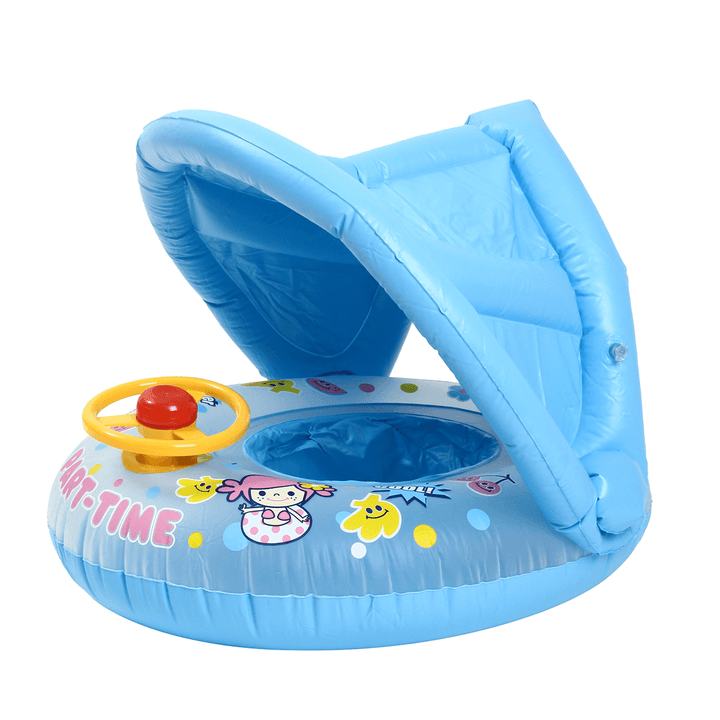 Inflatable Sunshade Baby Kids Water Float Seat Boat Swimming Ring Pool Fun - MRSLM