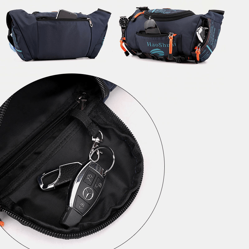 Men Waterproof Outdoor Headphone Plug Crossbody Bag Chest Bag Sling Bag - MRSLM