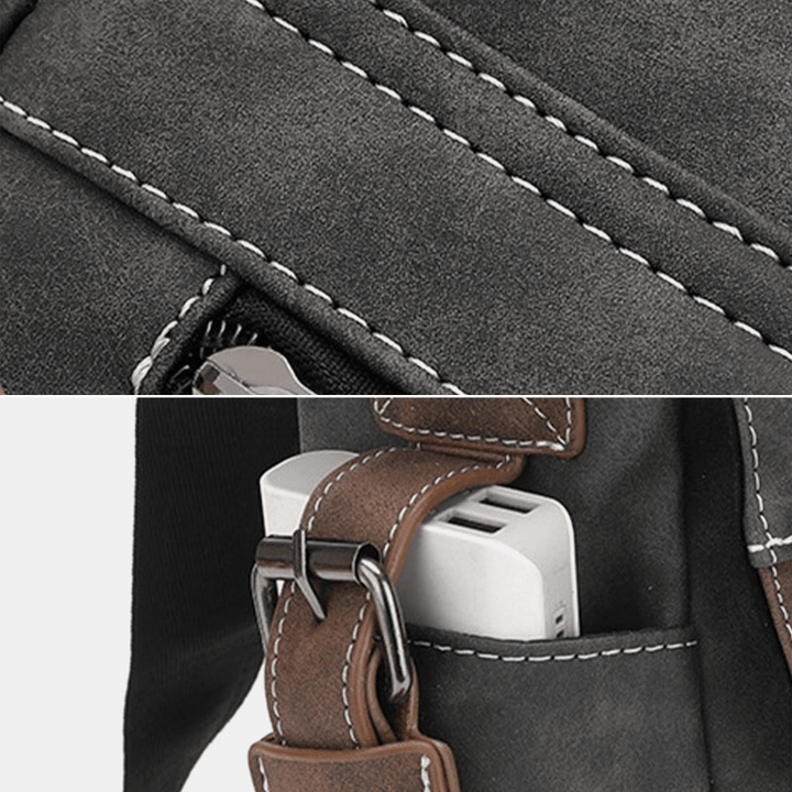 Men PU Leather Flap-Over Large Capacity Crossbody Bags Casual Fashion Multi-Pocket Messenger Bag Handbag Shoulder Bag - MRSLM