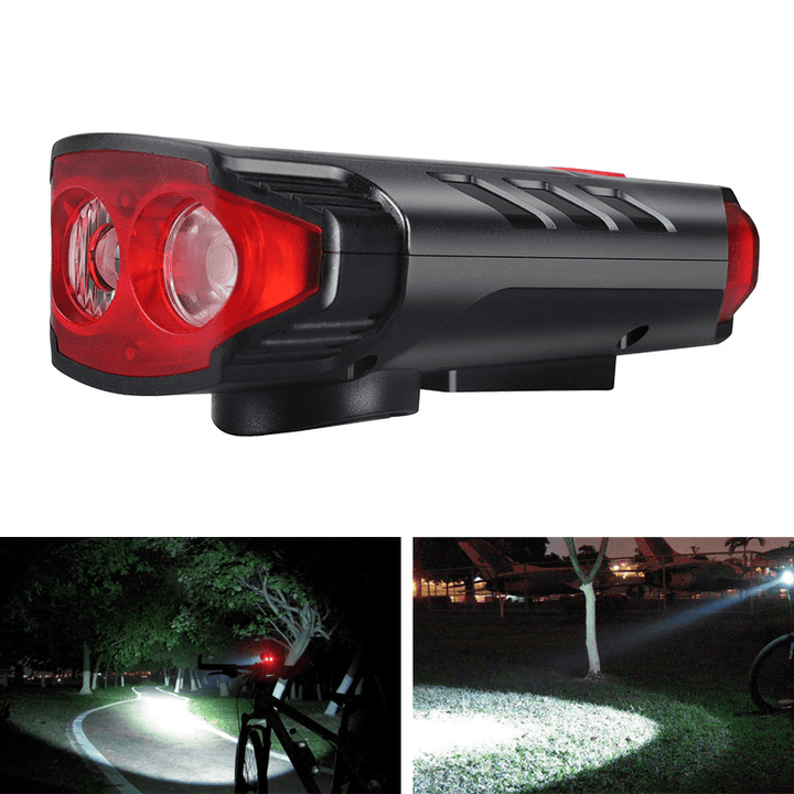 XANES® 5-Modes 2*T6 LED Solar Bicycle Headlights 6-Horns Sounds Waterproof Bike Light for Mountain Bike Night Ridingf Cycling - MRSLM