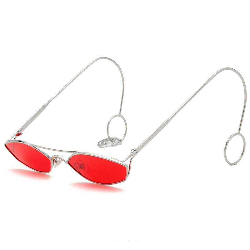 Pendant Punk Sunglasses Metal Earrings Hip Hop Men and Women Street Shooting Flat Lens - MRSLM