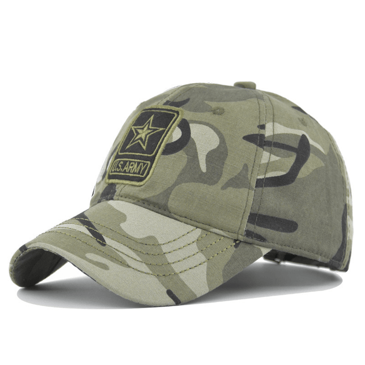 Men'S Camouflage Baseball Cap U.S.Army Embroidered Pentagram Cap Spring and Autumn Canvas Sun Hat - MRSLM