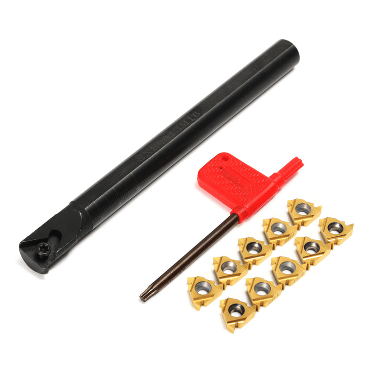 SNR0013M16 Lathe Turning Tool Holder with 10Pcs 16IR AG60 Inserts - MRSLM