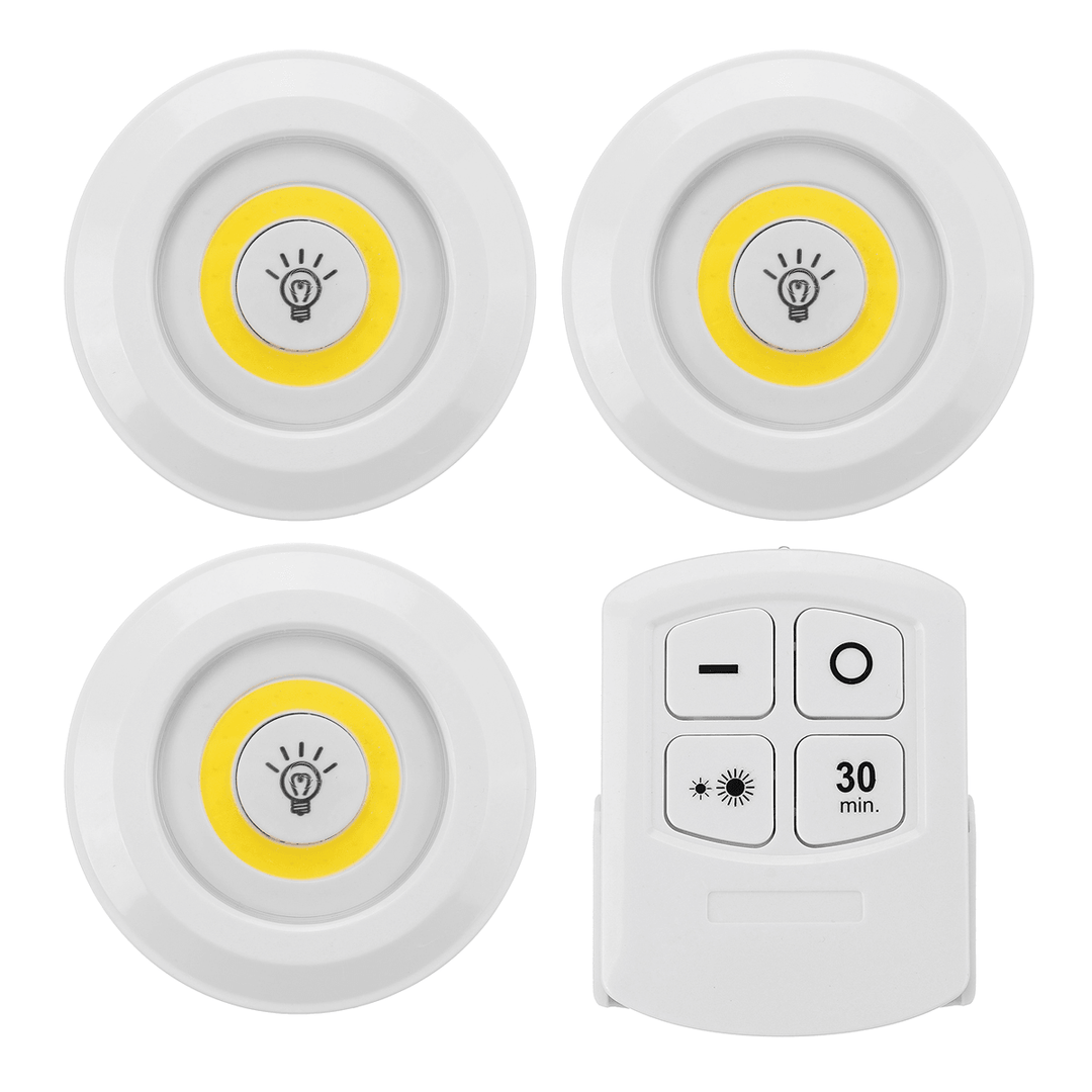 1/3PCS under Cabinet Lights Closet Kitchen Counter COB Puck Light+Remote Control - MRSLM