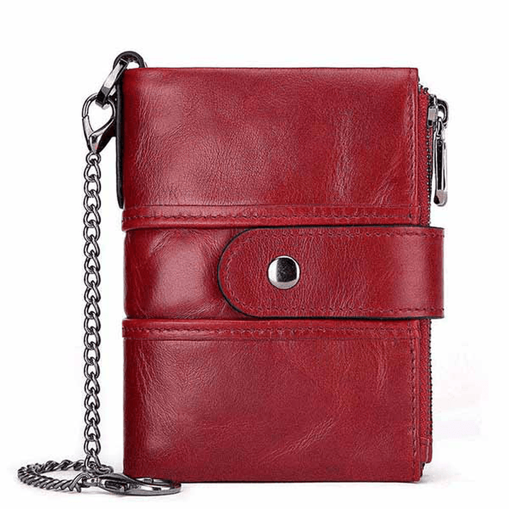 GZCZ Men RFID Genuine Leather Double Zipper Wallet - MRSLM