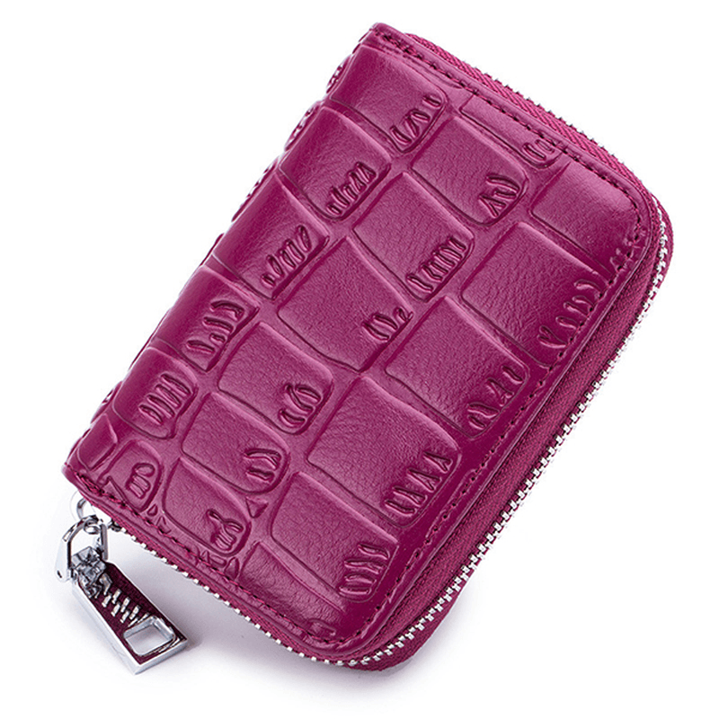 Women Genuine Leather Stone Pattern 16 Card Slots Wallet - MRSLM