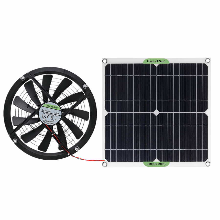 100W Monocrystalline Solar Panel Exhaust Fan Pet House Toilet Car RV Cooling Exhaust Fan - MRSLM