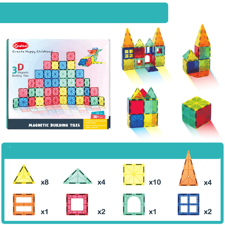 Magnetic Piece Building Block Set Diy Toy Baby Magnet Boy and Girl Puzzle Assembling - MRSLM