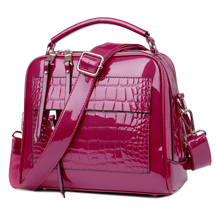 Women Patent Leather Seashell Bag Portable Diagonal Bag - MRSLM