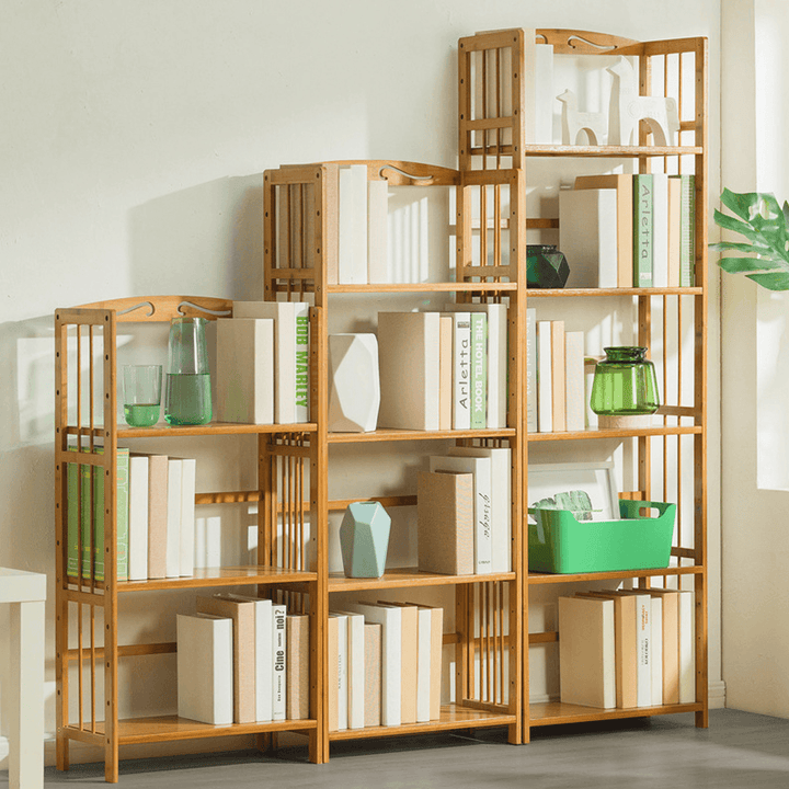 3 Layers 50/70Cm Wood Holder Bookshelf Space Saving Floor Bookcase for Creative Modern Small Home Decoration - MRSLM