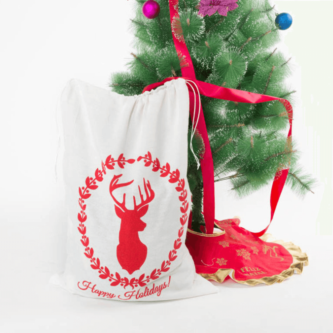 Christmas Santa Gift Sack Cloth Stocking Storage Burlap Bag Bundle Christmas Decorations - MRSLM