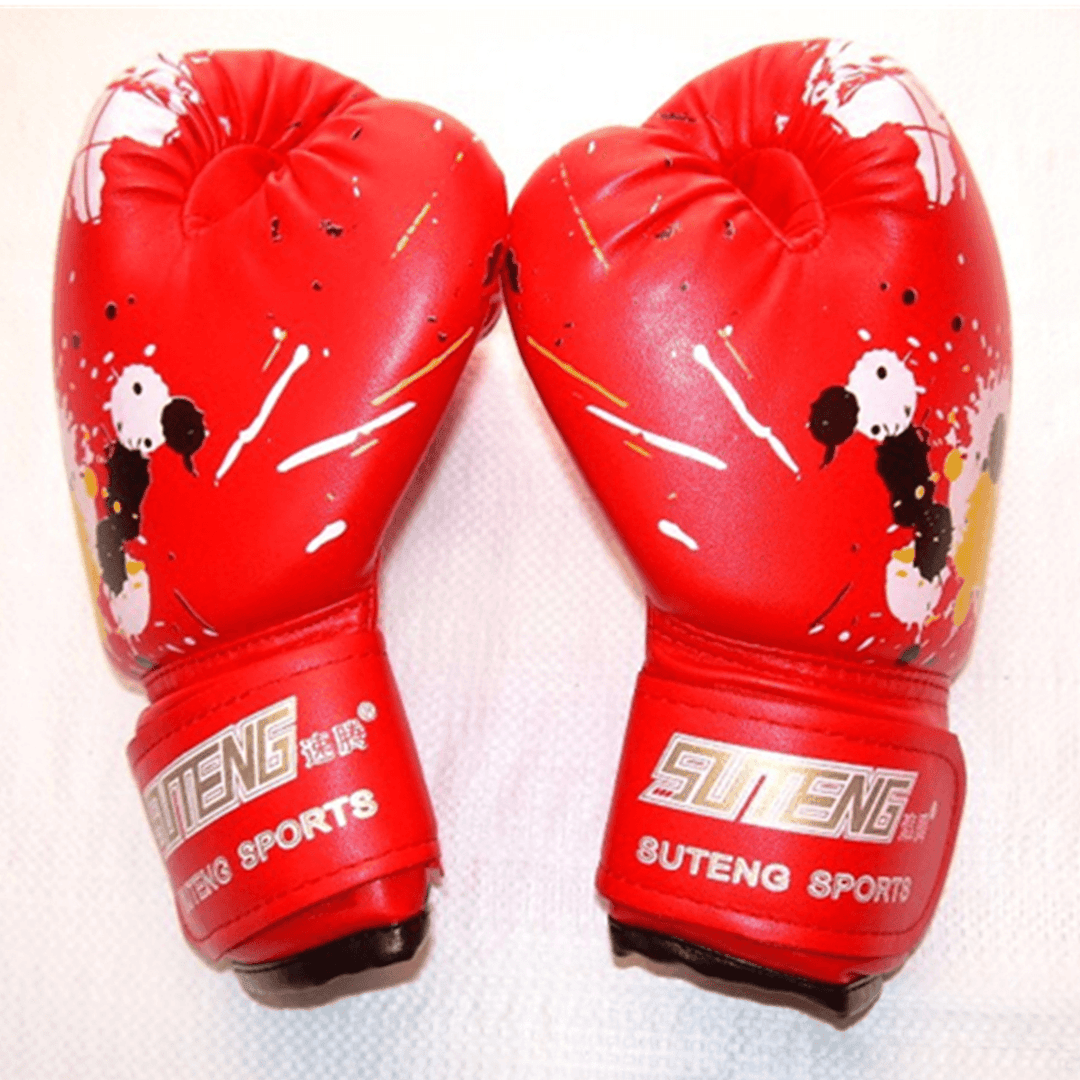 1 Pair Kids Boxing Gloves Punching Bag Training Thai Muay Kickboxing Sparring Gloves for 3-12 Years Old - MRSLM