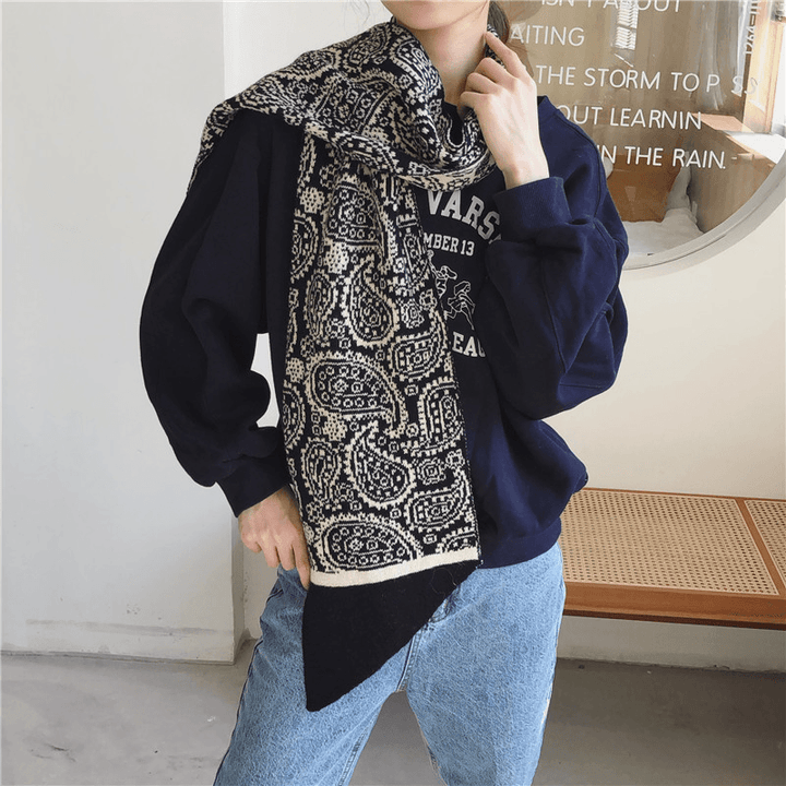 Cashew Flower Thickened Warmth Student Scarf - MRSLM