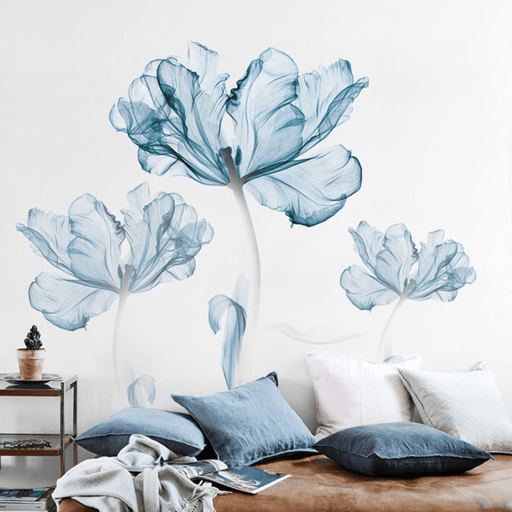 2Pcs Large Blue Flower DIY Wall Sticker Art Stickers Vinyl Quote Decal Home Decor - MRSLM