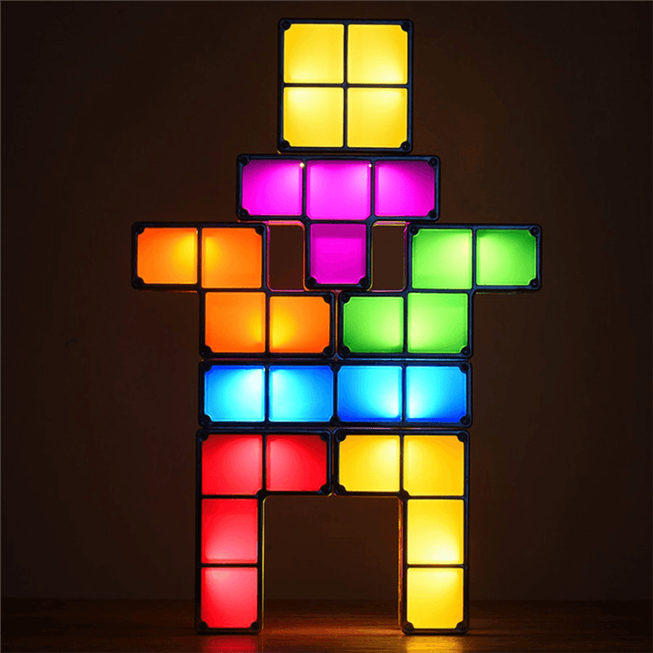 DIY Tetris Puzzle Novelty LED Night Light Stackable LED Desk Table Lamp Constructible Block Kids Toy'S Light Christmas Gift - MRSLM