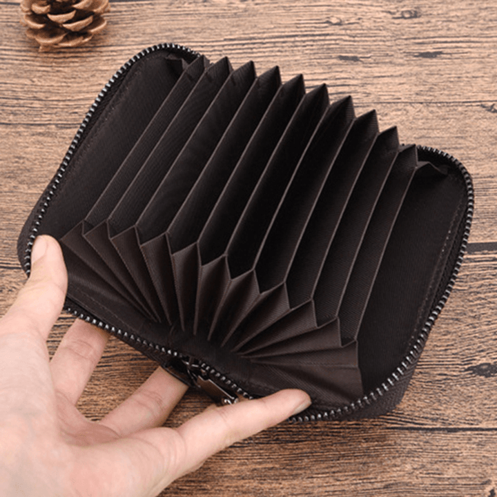 Genuine Leather Card Organ Card Holder Zipper Multi-Card Bit - MRSLM