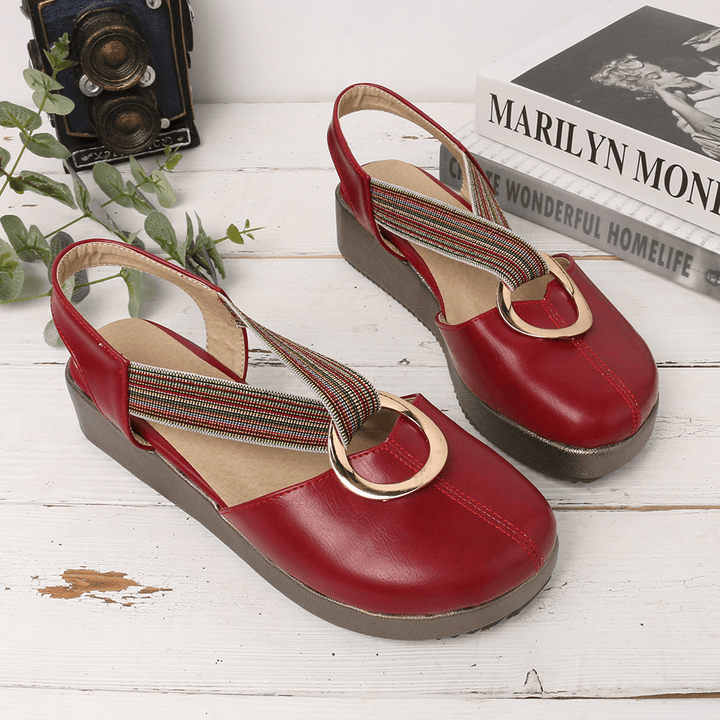 Women Casual Elastic Band Metal Hole Flats - MRSLM