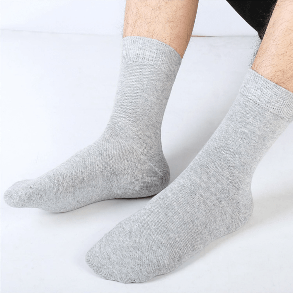 10 Pairs Men Cotton Solid Color Summer Thin Deodorant Sweat-Absorbent Tube Socks - MRSLM