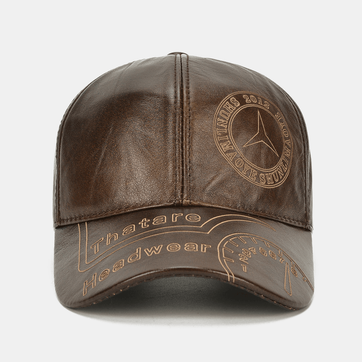 New Hand-Carved Knife Head Layer Leather Hat Spring and Autumn Thin Section Single Leather Baseball Cap - MRSLM