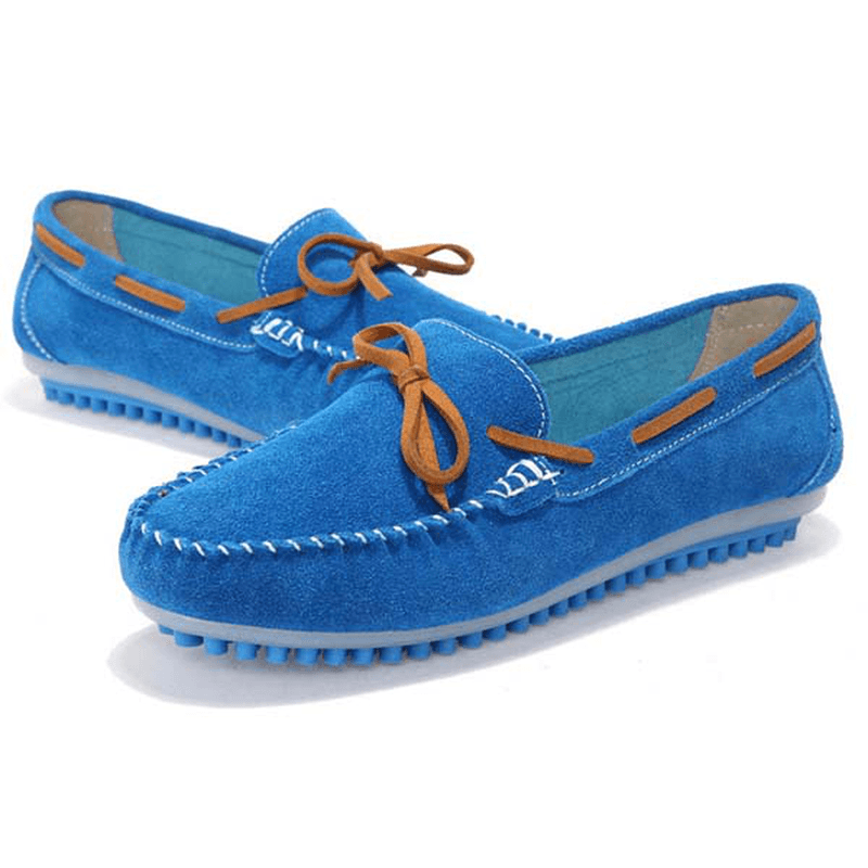 Women Casual Flat Shoes Lace up round Toe Flats Soft Sole Flat Loafers - MRSLM