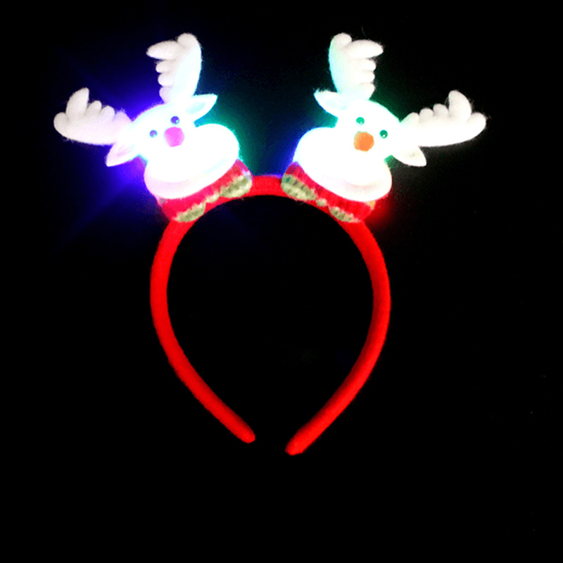 Flashing Double-Heads Christmas Head Clasp Headbrand Christmas Hair Hoop Christmas Party Supplies - MRSLM