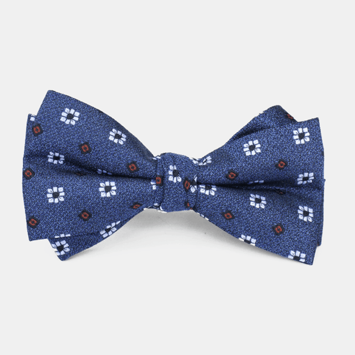 Men Dacron Cartoon Geometric Pattern Jacquard Double Layer Bowknot Formal Suit Bow Tie - MRSLM