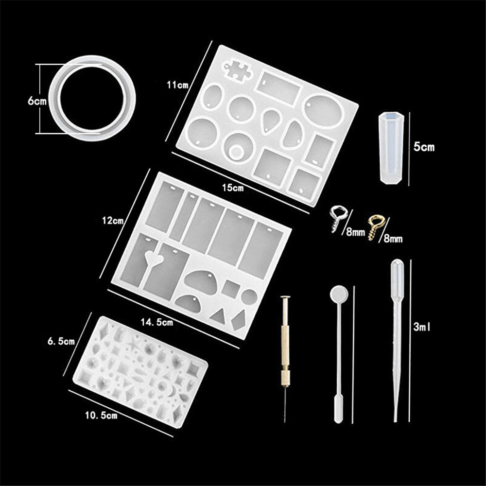 Silicone Casting Resin Molds Set for Resin Jewelry DIY Resin Pendant Bracelet Silicone Casting Mould - MRSLM