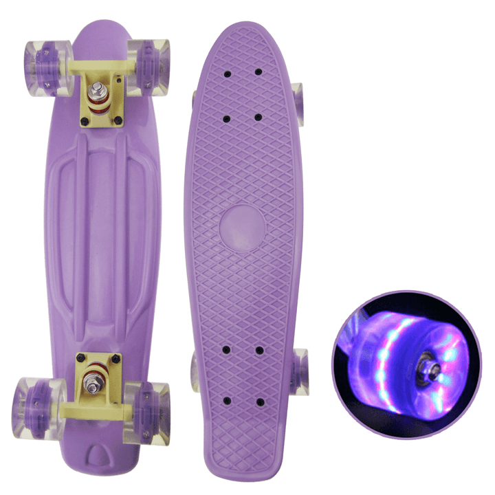 22 Inch Children Skateboard Mini Cruiser Skateboard with LED Flashing Wheels for Beginners Kids Gifts - MRSLM