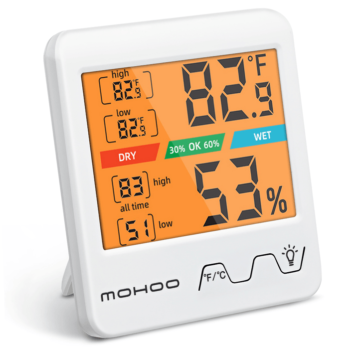 MOHOO Indoor Thermometer Hygrometer Digital Hygrometer Thermometer Temperature and Humidity Meter with Backlight for Room Home Greenhouse - MRSLM