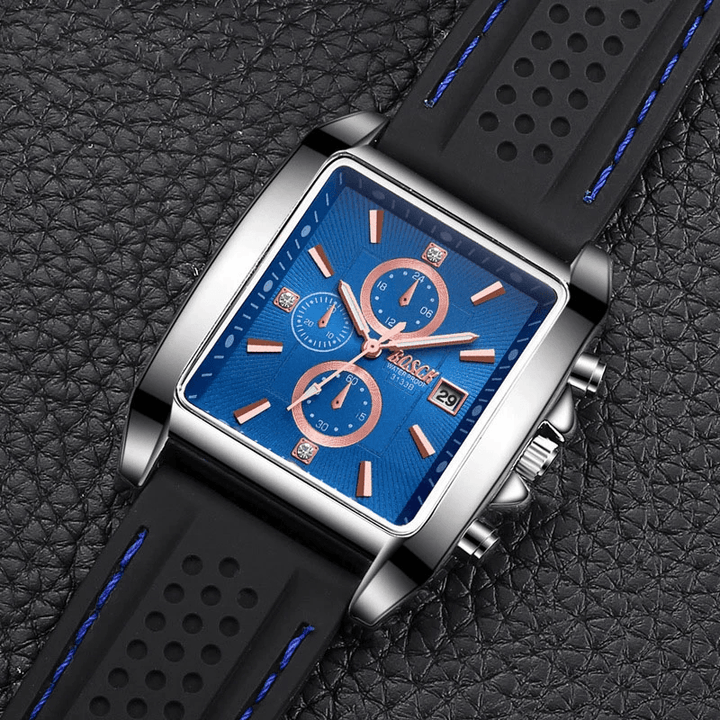 Casual Plastic Luminous Waterproof Wristwatchstainless Steel Date Watch Square Watch - MRSLM