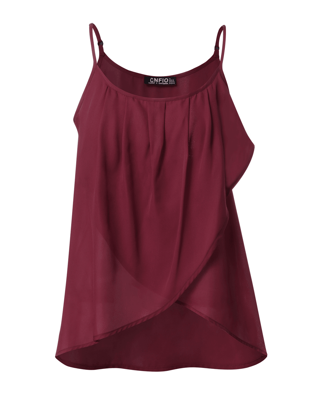 Solid Color Pleated Adjustable Straps Spaghetti Sleeveless Tank Tops - MRSLM