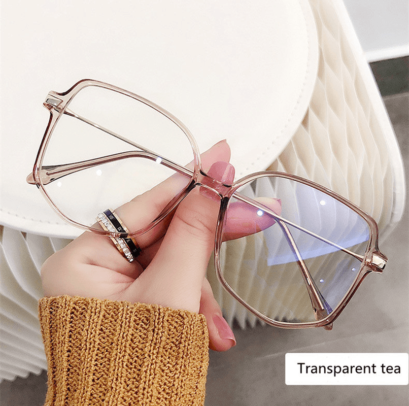 Anti-Blue Light Flat Mirror Ladies Retro Big Frame Glasses Frame - MRSLM