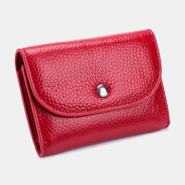 Women Genuine Leather Multifunction Lychee Pattern Coin Bag Small Wallet - MRSLM